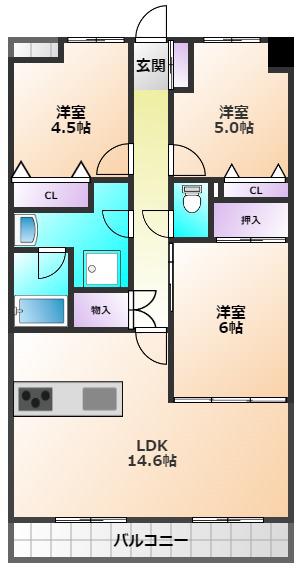 JUN青葉町コート(3LDK/4階)の間取り写真