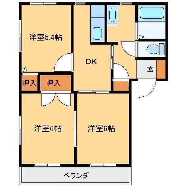エレガンドミール(3DK/2階)の間取り写真