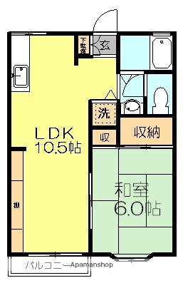 ガーデンハイツ西志津(1LDK/2階)の間取り写真