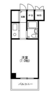 ユーロハイツ天神橋(ワンルーム/4階)の間取り写真