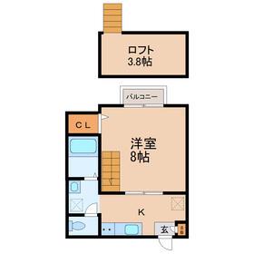 クレアフォーチュンマテリア(1K/2階)の間取り写真