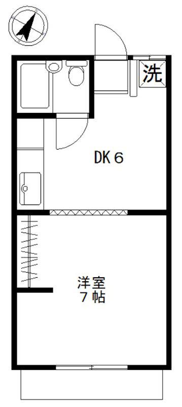 コーポ山脇(1DK/1階)の間取り写真