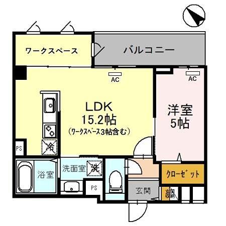 グランアネシス金澤II(1LDK/7階)の間取り写真