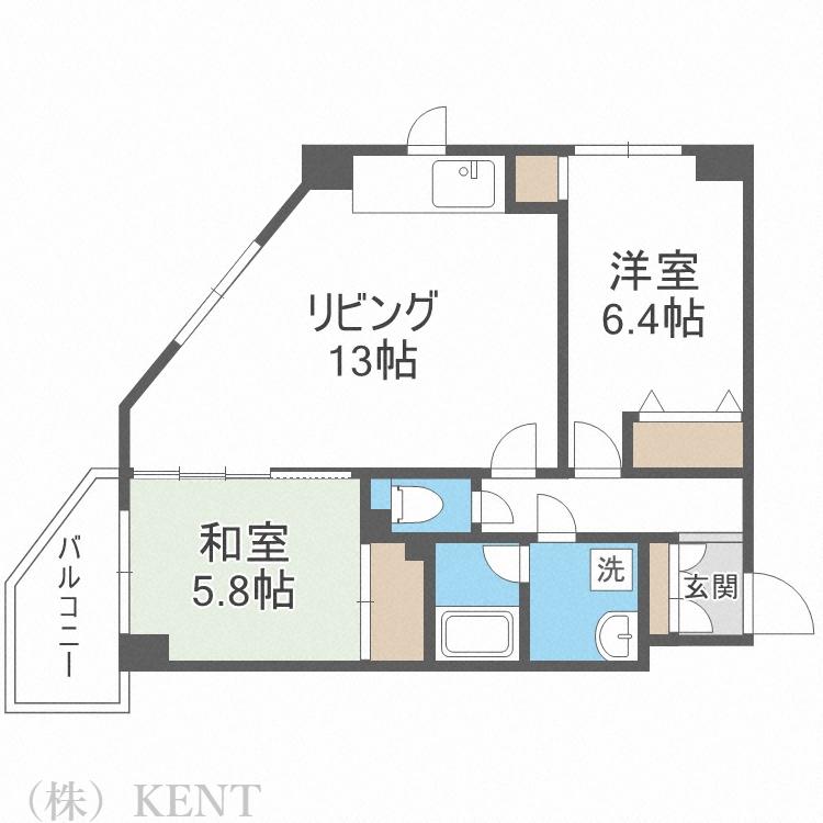 ナルセビル24(2LDK/7階)の間取り写真