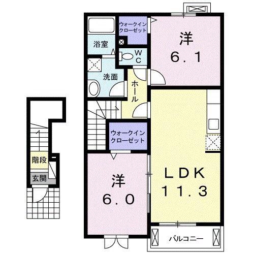 エレガント・サニ-ヒル(2LDK/2階)の間取り写真