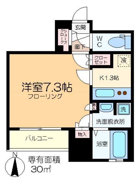 HIRAI RISE(1K/2階)の間取り写真