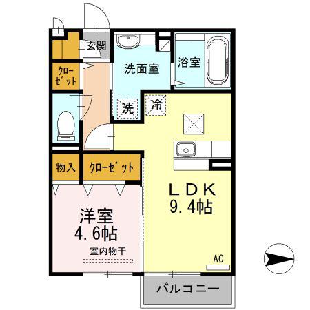 ベルラルージュ(1LDK/1階)の間取り写真