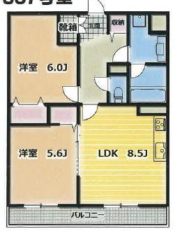 クオリアガーデン千人町(2LDK/5階)の間取り写真