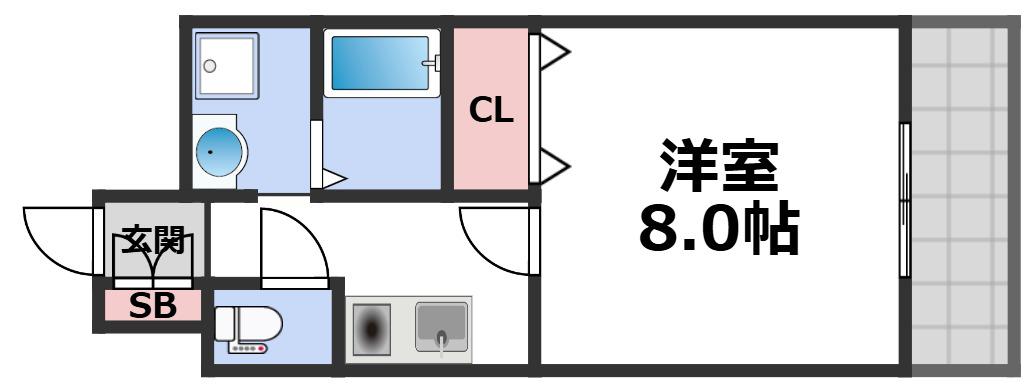 ヒルズR&A(1K/8階)の間取り写真
