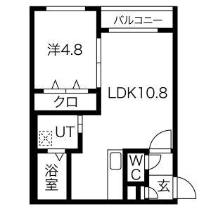 レスポワール月寒公園(1LDK/3階)の間取り写真