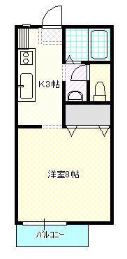 ミラクル(1K/2階)の間取り写真