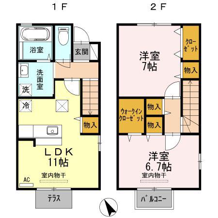 サンクボヌール(2LDK/1階)の間取り写真