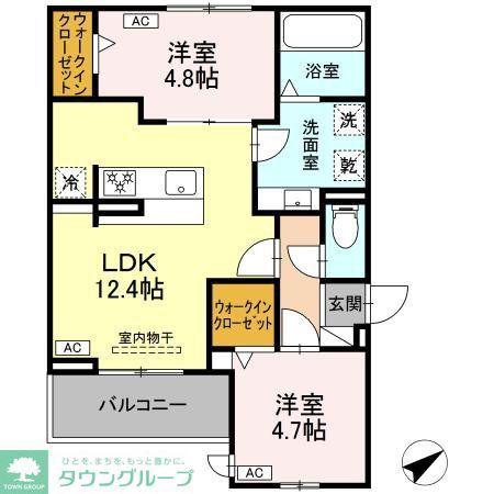 ルヴィータ川名(2LDK/3階)の間取り写真