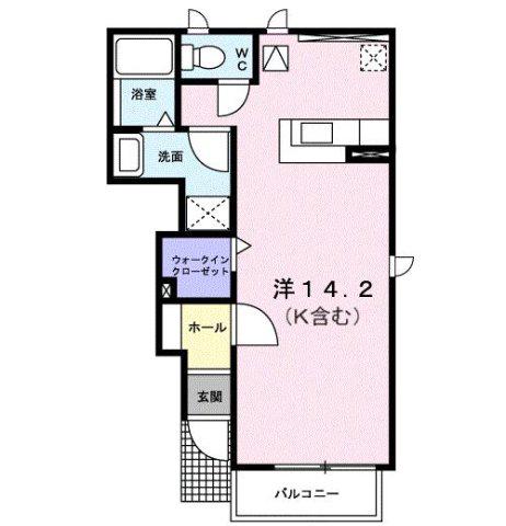 プラティークA(ワンルーム/1階)の間取り写真