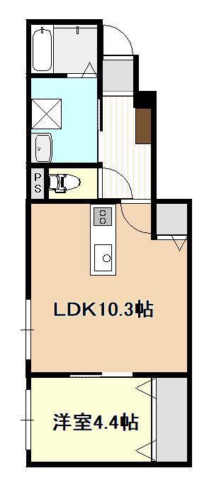 FLOURISH IN 旭町(1LDK/1階)の間取り写真