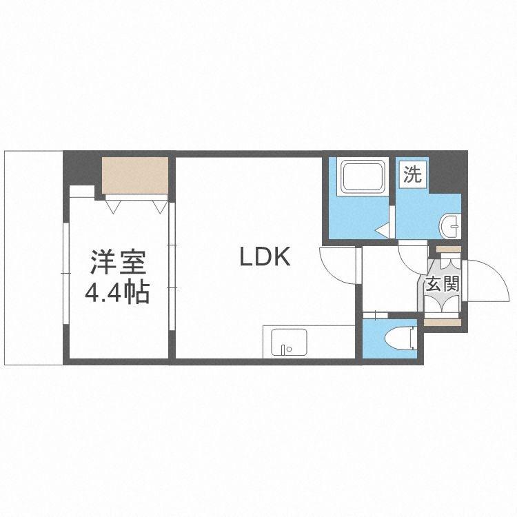テングッド藤崎(1LDK/2階)の間取り写真
