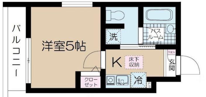 フェリーチェ中野坂上F(1K/1階)の間取り写真