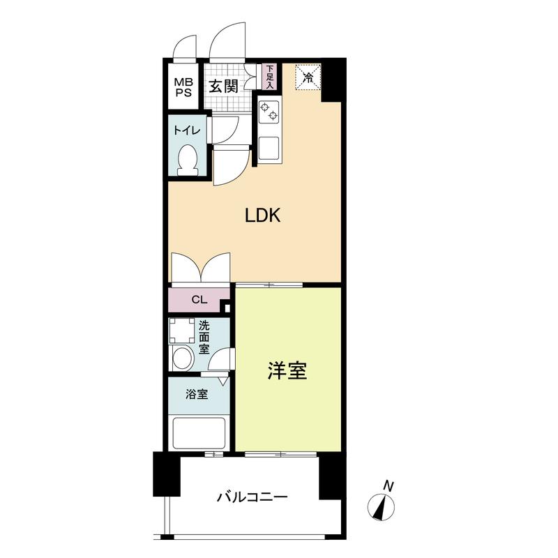 レジディア薬院大通(1LDK/8階)の間取り写真