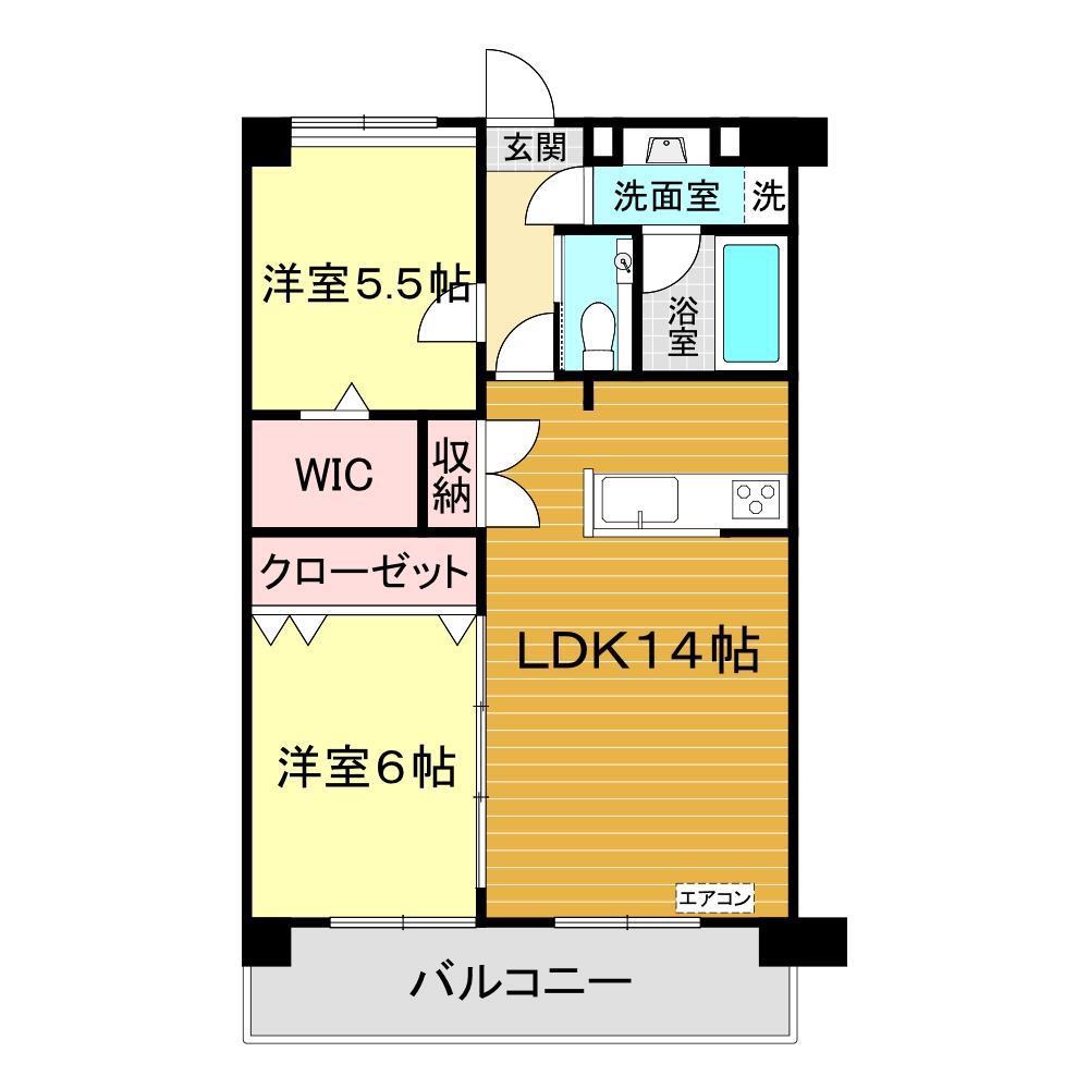 ブランジュ ルラーシュ小郡(2LDK/2階)の間取り写真