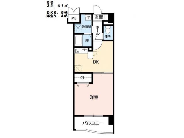 ベイプレイス小倉(1DK/11階)の間取り写真