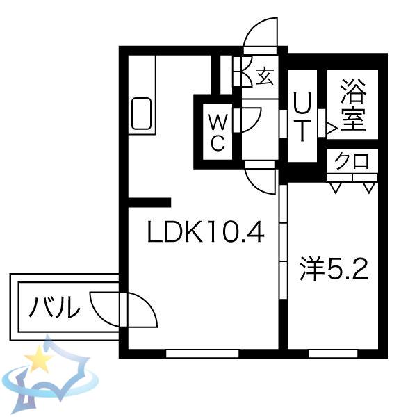 イルセントラレ南12条(1LDK/5階)の間取り写真