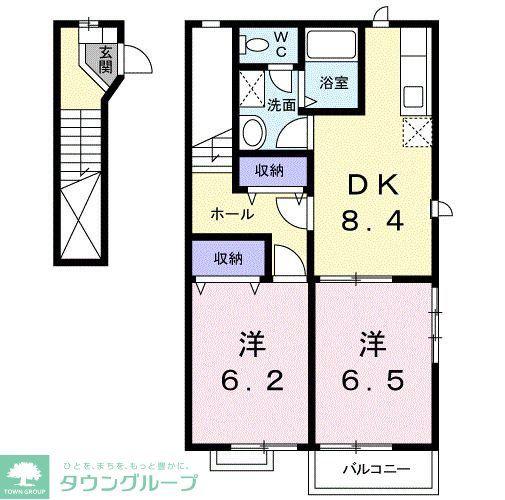 ララ・メゾンB(2DK/2階)の間取り写真