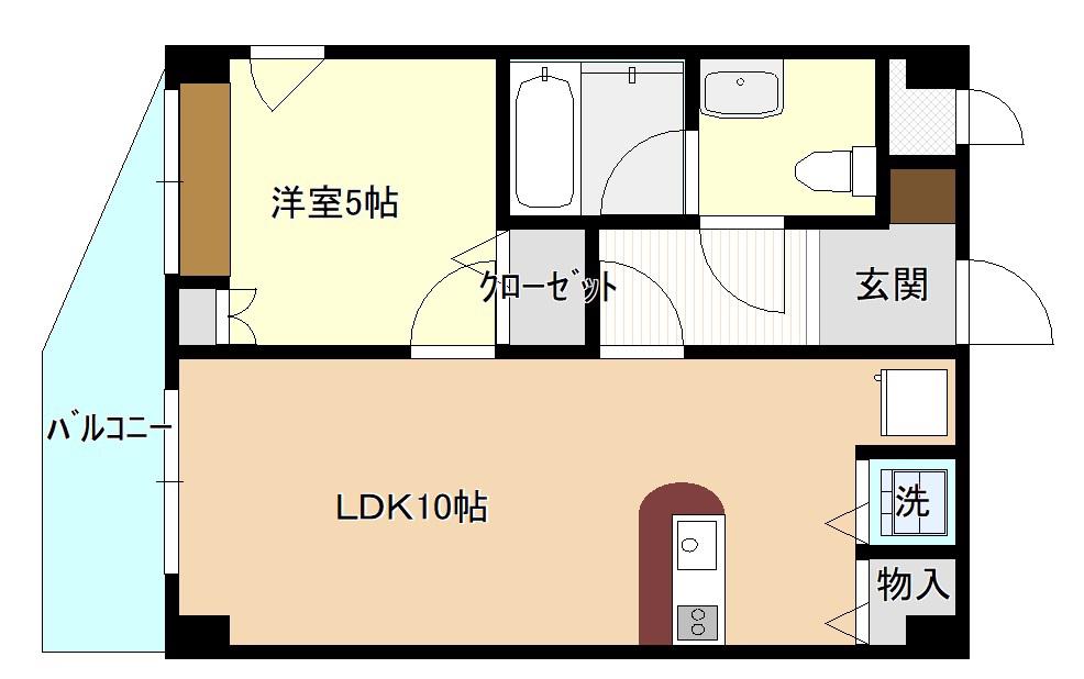 犀川せせらぎ美流(1LDK/5階)の間取り写真