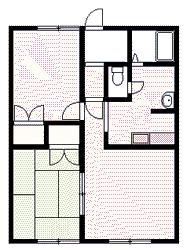 ポトスの部屋(2LDK/1階)の間取り写真