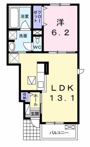 メゾンシャルムI(1LDK/1階)の間取り写真