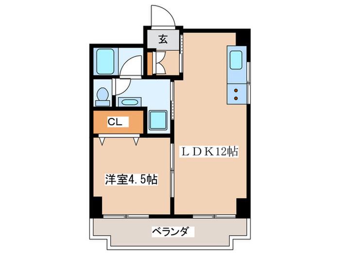 ハイム桜川(1LDK/5階)の間取り写真