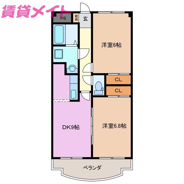 ラヴィトピア(2DK/2階)の間取り写真