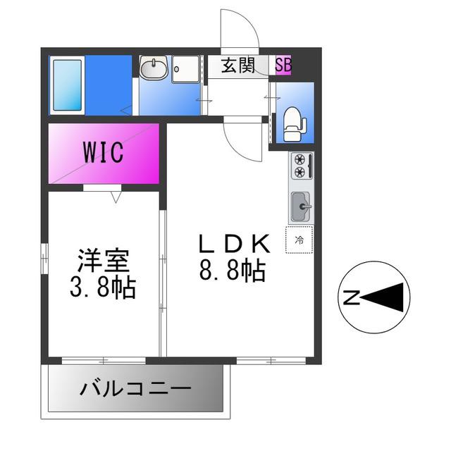 シエーナ若江岩田(1LDK/3階)の間取り写真