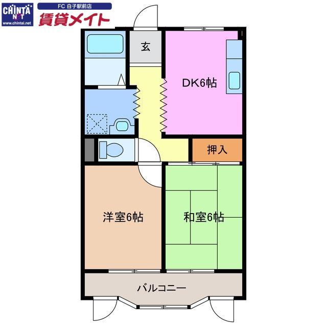 メゾン大久保(2DK/3階)の間取り写真