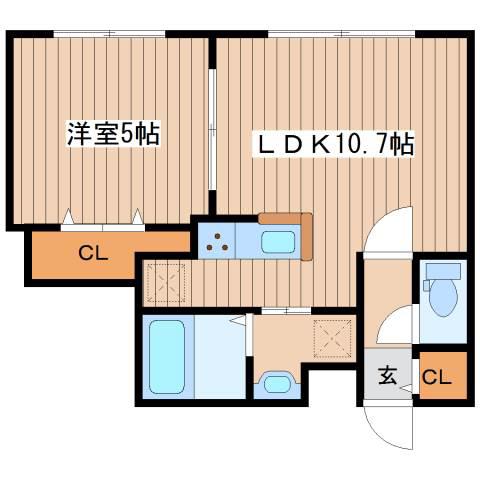 コローレ発寒南(1LDK/1階)の間取り写真