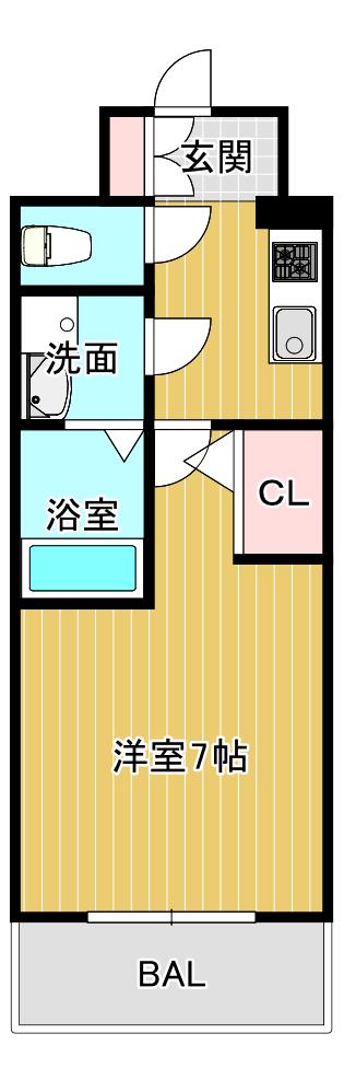 エスリード京橋グランテラス(1K/3階)の間取り写真