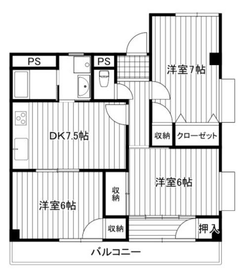 イーグル(3DK/2階)の間取り写真