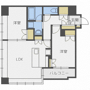 ラフィネタワー札幌南3条(2LDK/3階)の間取り写真