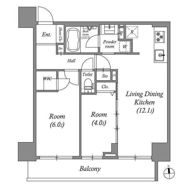 OPUS RESIDENCE UENO MOTOASAKUSA(2LDK/9階)の間取り写真