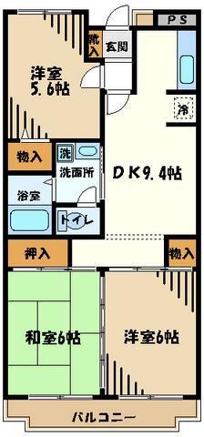 パークハイツ田園(3LDK/2階)の間取り写真