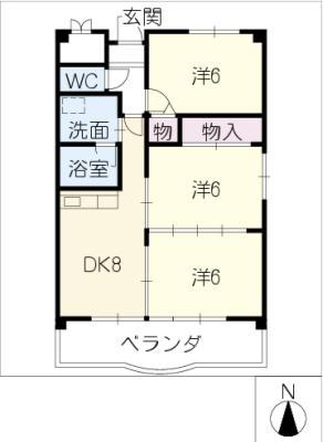 ラ・ミア・カーサ・BIJO(3DK/1階)の間取り写真