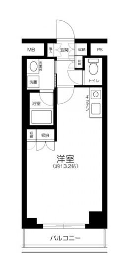 T S GARDEN 六郷土手(ワンルーム/2階)の間取り写真