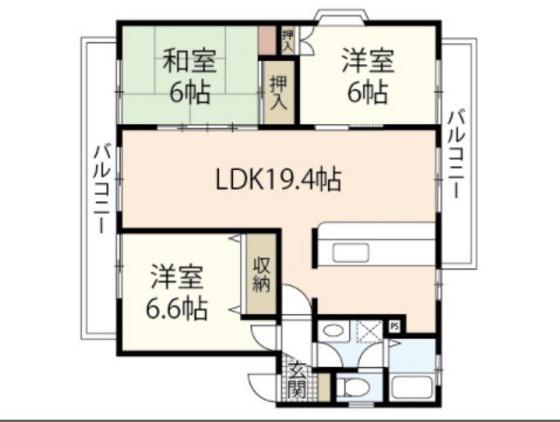 サンビレッジ江並(3LDK/2階)の間取り写真