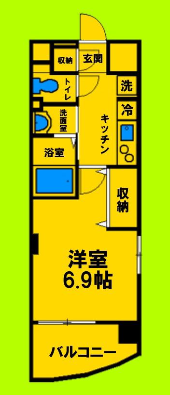 LUXE塚口(1K/8階)の間取り写真