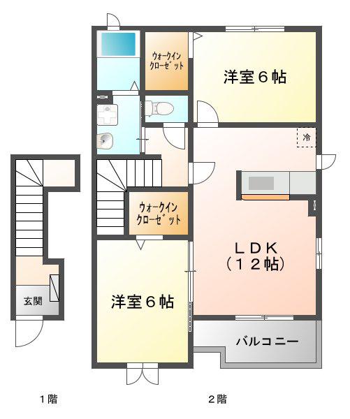 セレーノスパッツィオI(2LDK/2階)の間取り写真
