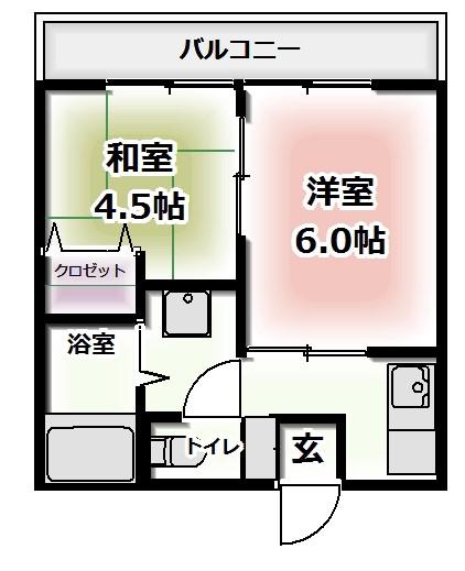 ハッピーハイツI(2K/2階)の間取り写真