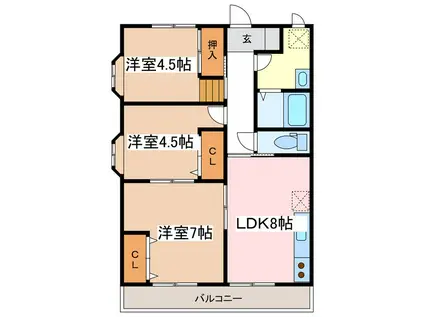コインブラ蟻ヶ崎(3LDK/2階)の間取り写真