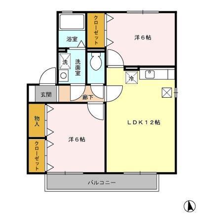 グランメール(2LDK/2階)の間取り写真