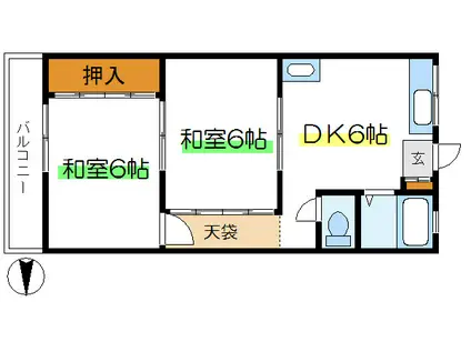 第3コーポ吉岡(2DK/2階)の間取り写真