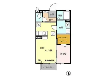 マ・メゾンB棟(1LDK/1階)の間取り写真