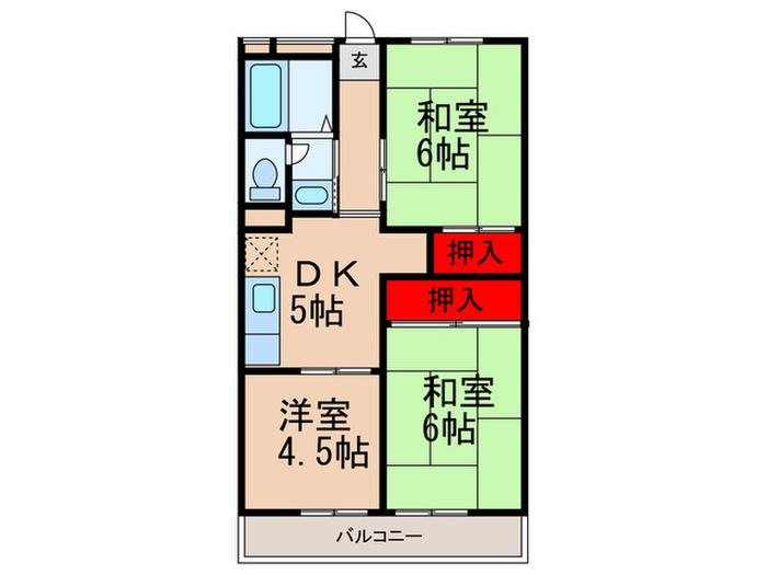 寺田ハイツ(3DK/3階)の間取り写真